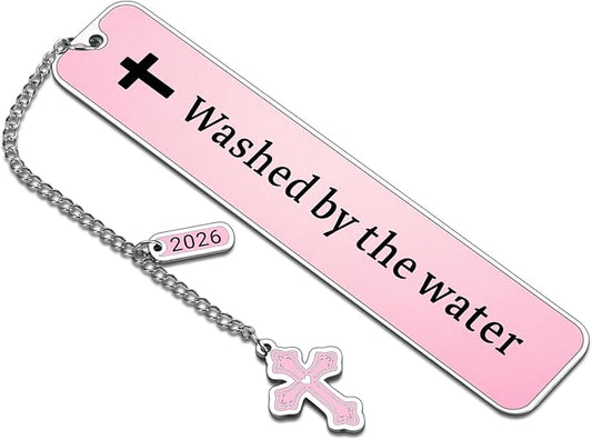 Baptism Gifts for Girl Women Adults Pink Bible Bookmark Christening Baptism Gifts for Girls Women Adult Boys Teens,Confirmation First Communion Bookmark,Christening Baptism Bookmark for Women Girls