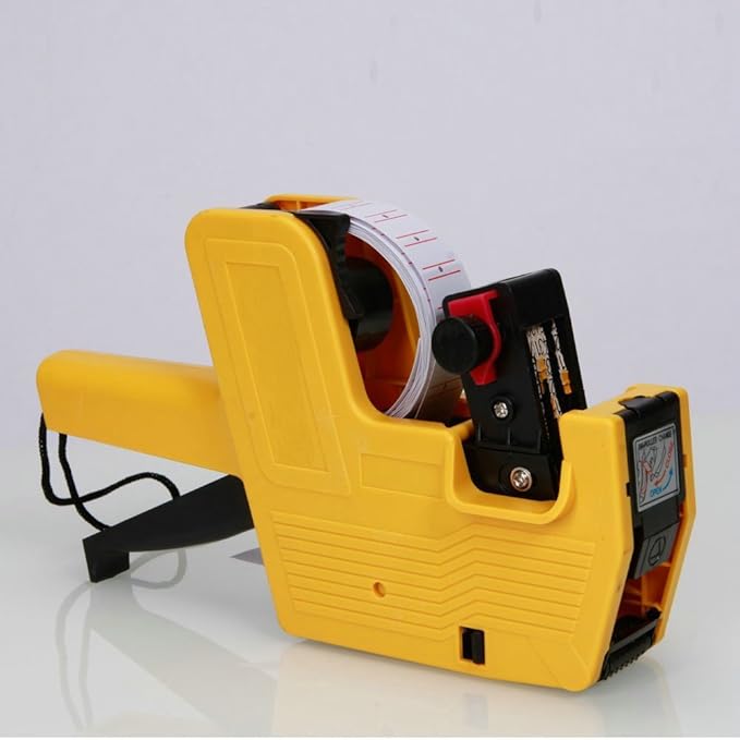 Kubert® Mx-5500 Single Row Labeler Price Tag Label Gun + Ink Roller + Single Row Label Paper Price Sticker Roll for Offices & Markets Model: Office Supply Store (Yellow)