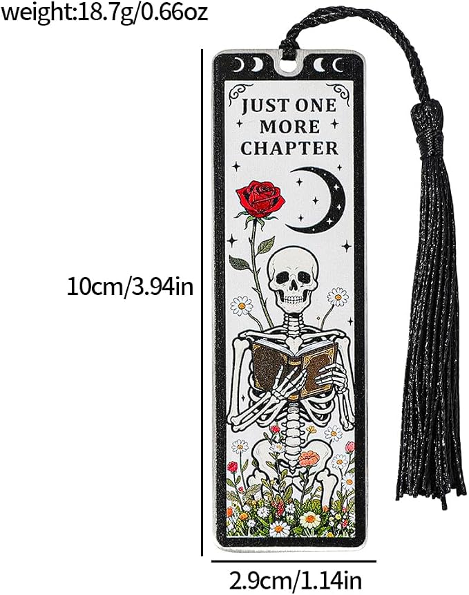 3Pcs Unique Skull Reader Bookmark - Metal Bookmark with Black Tassel, Star and Rose Pattern, Engraved “THE Reader” for Dark Gothic Lovers, Women Readers Fantasy Gift Gothic Gift (3PCS D)