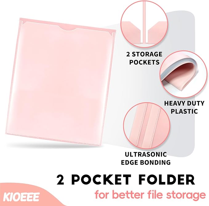 Plastic Folders with Clear Front Pocket (48 Pack) with 2 Pockets, Heavy Duty Letter Size Colored Plastic Folders for School Office，Letter Size Paper