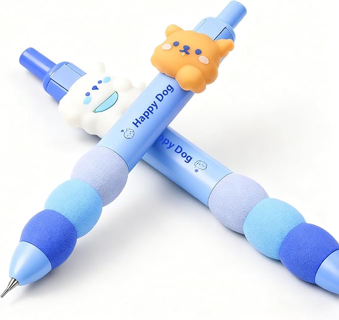 8Pcs Cute Dog Mechanical Pencils with Eraser 0.5mm Kawaii Cartoon Mechanical Pencil School Pencil Dog Gifts for Women Man