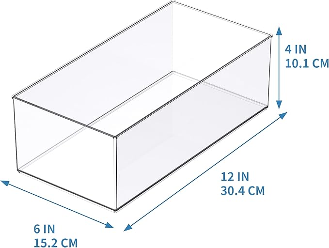 Simply Tidy 12" x 6" Clear Stacking Storage Bin - Stackable Plastic Organizer for Desk, Crafting, and Office Supplies - 1 Pack