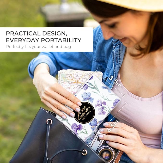 Pocket Calendar 2027-2028 for Purse, Small Pocket Planner 2027-2028 for Purse 3.5×6.5In, 24 Month Organizer from Jan 2027- Dec 2028 Mini Planner with Pvc Cover for Organizing & Planning