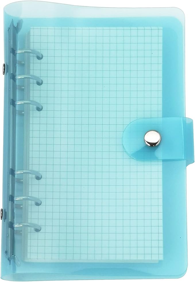 A6 A5 6-Holes Colorful PVC Cover Personal Organizer with Snap Button Closure File Folder for Loose Leaf Sheet Notebook (Blue Radiance, A6 mini Set)