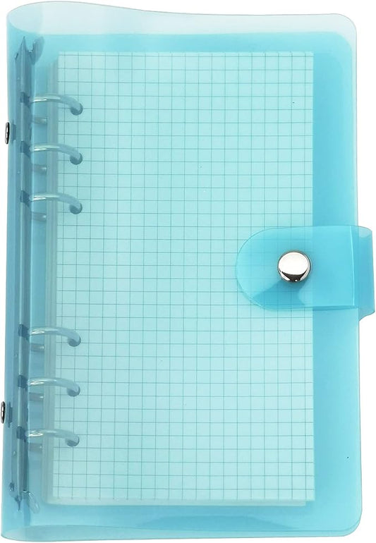 A6 A5 6-Holes Colorful PVC Cover Personal Organizer with Snap Button Closure File Folder for Loose Leaf Sheet Notebook (Blue Radiance, A6 mini Set)