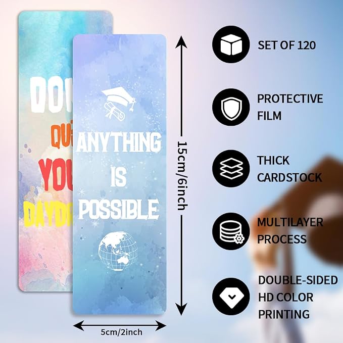 120 PCS Bookmarks for Kids Women Men, Book Markers for Reading, Teacher Bookmark, Inspirational Paper Book Marker