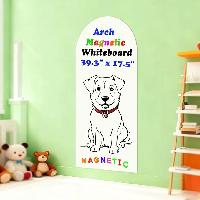 Magnetic Wall Sticker Dry Erase Whiteboard Contact Paper Arch 39.3" x 17.5" Self Adhesive Magnet White Board Wallpaper Peel and Stick Wall Decal for Home Playroom Classroom