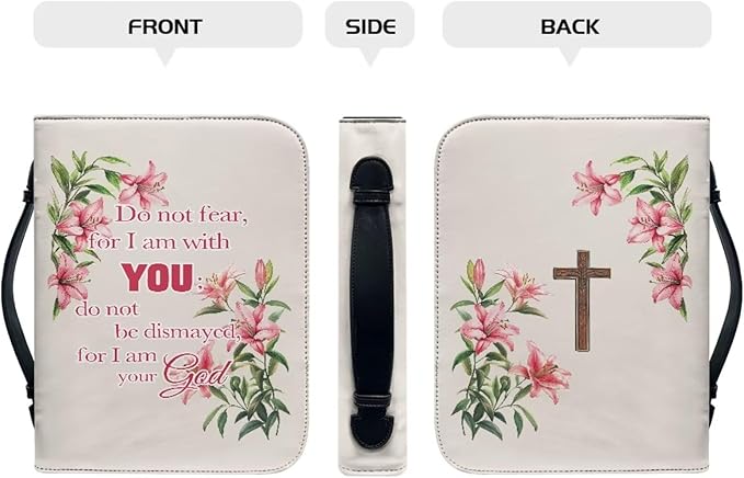 Pink Flower Bible Cover Bag with for Women Bible Cover Carrier Bag for Girls Carrying Organizer Bag Bible Accessories Gift-Size：2XL