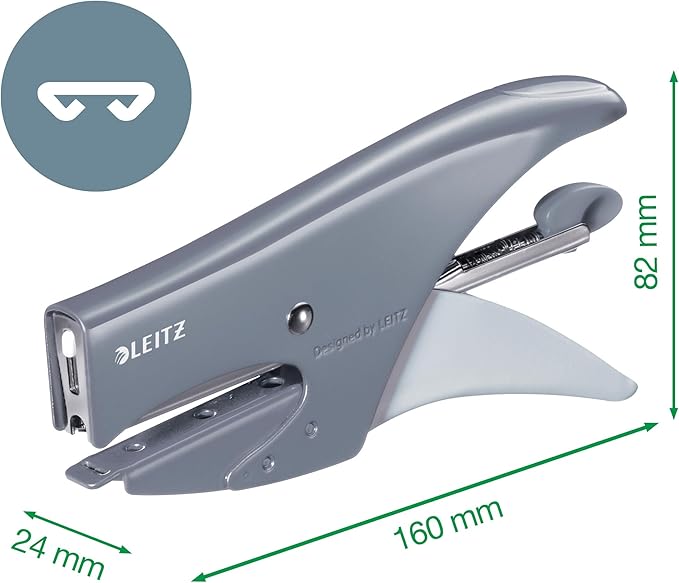 Leitz WOW Staplers, Red Staple Gun, Capacity for 15 Sheets, Ergonomic Metal Body, Staples No. 10 Included, 55311026