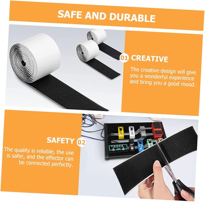 2rolls Guitar Pedal Mounting Tape Heavy Duty Hook and Strip for Secure Pedal Board Attachment Easy to Use and Strong Adhesive