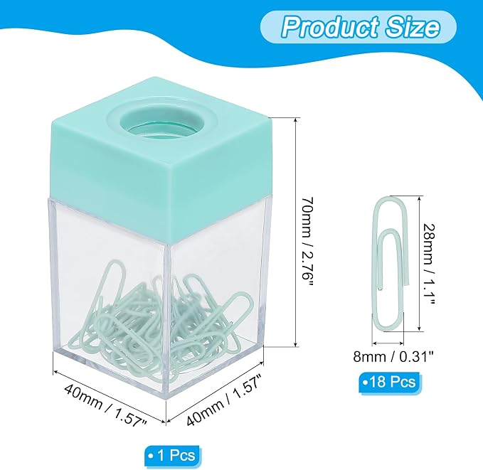 PATIKIL Magnetic Paper Clip Holder Dispenser, Large Capacity Paper Clip Organizers with Magnetic Top for Desk Supplies, Office, Classroom, Home, Green