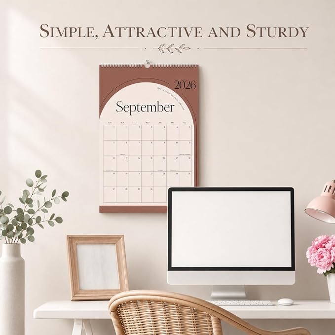 Aesthetic Wall Calendar 2026, 18 Monthly Vertical Calendar January 2026 to June 2027, 15" x 10" Modern Wall Hanging Calendar for School, Home, Office for Monthly Organizing & Planning (Green Vertical)