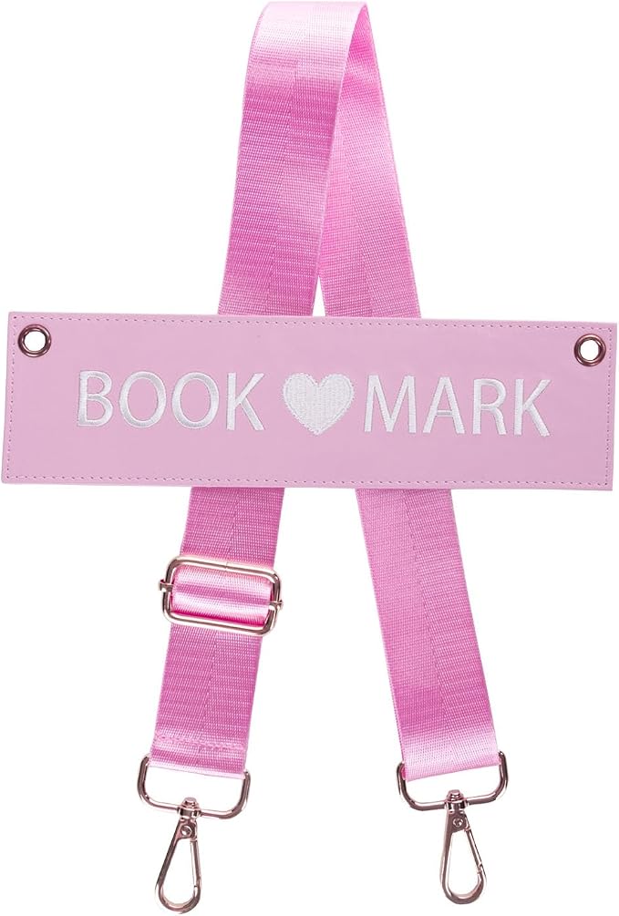 TIDOIRSA Detachable Strap Embroidered Leather Bookmarks Carrier for Woman,Readers,Book Lovers (Pink)