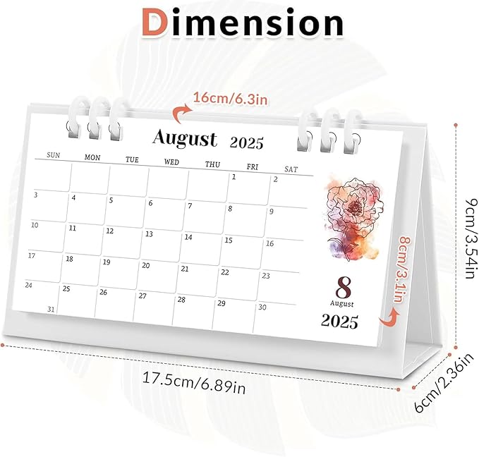 KONVINIT Small Desk Calendar 2025-2026, Aesthetic 2025 Desk Calendar - 6.3" x 3.1" - Runs From January 2025 Until December 2026, 24 Months Mini Desktop Calendar for School, Home and Office Supplies