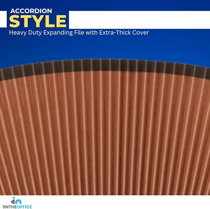 1InTheOffice Expanding File Folder 31 Sections, Accordion File Organizer, Numerical Open Top Pocket Expanding File Folder, Letter Size