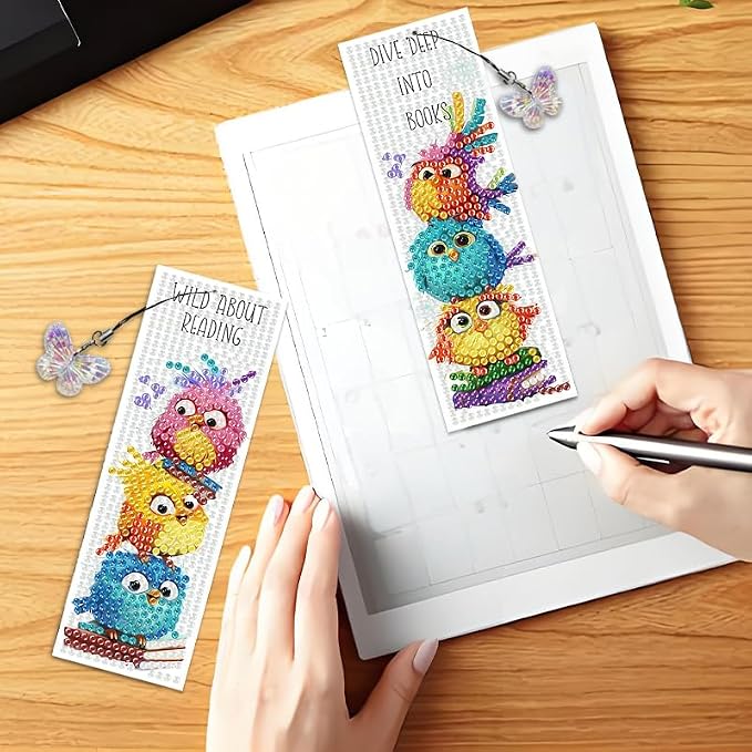 4PCS Diamond Art Bookmarks DIY Birds Diamond Painting Bookmarks for Book Lovers Adults Beginners DIY Crafts, Christmas New Year Graduation Birthday Gift