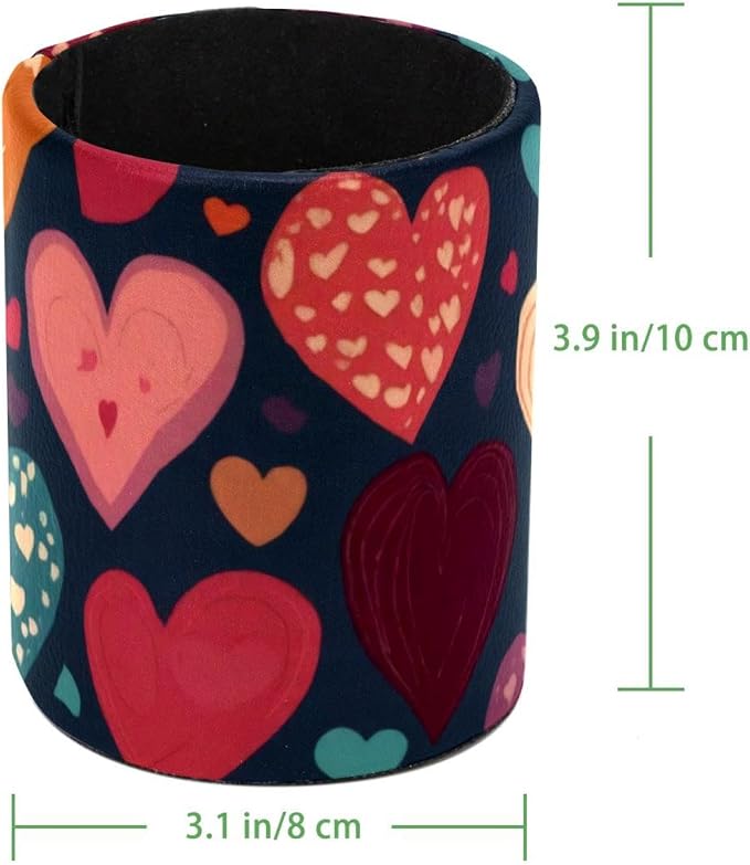 Seamless Hearts Pattern Pen Pencil Holder for Desk, Large Round Pen Pencil Cup, Decorative Desk Stationery Organizer for Home, Office, Classroom