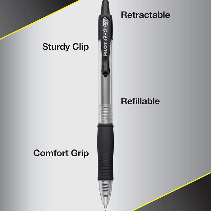 Pilot G2 Premium Gel Roller Pens, Ultra Fine Point 0.38 mm, Red Pens, Pack of 12 - Ideal for School, Journaling & Office Writing