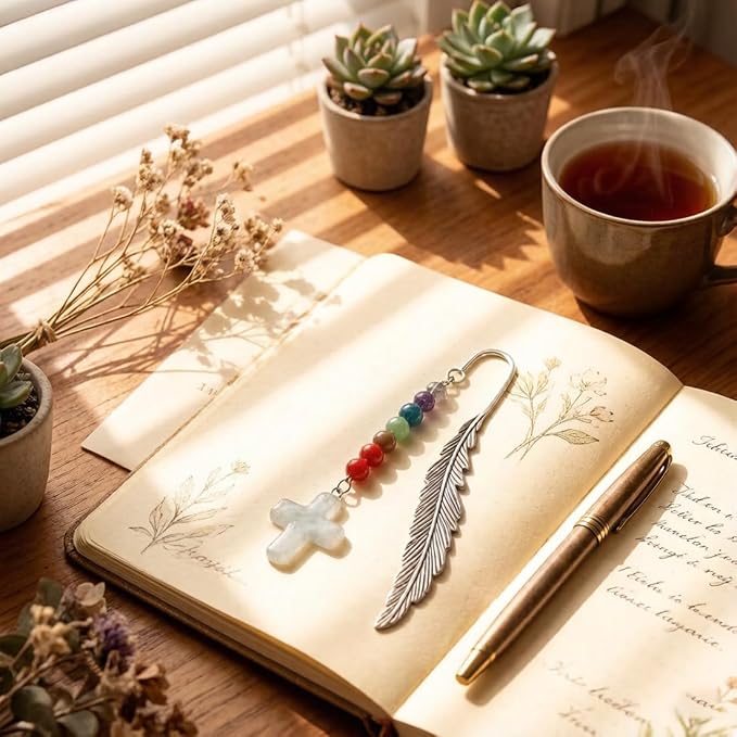 Metal Bookmark, Faith Cross Personalized Book Marks with Pendants, Pretty and Aesthetic Book Accessories Reading Gifts for Women Girls Boys
