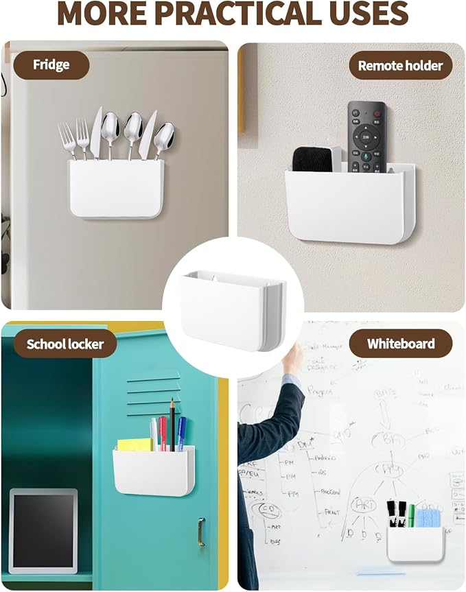 2 Pack Magnetic Foldable Remote Control Holder, Strong Magnet TV Remote Holder Wall Mount, Magnetic Dry Erase Marker Holder for Whiteboard, Refrigerator, Locker Accessories, Office & Desk Accessories