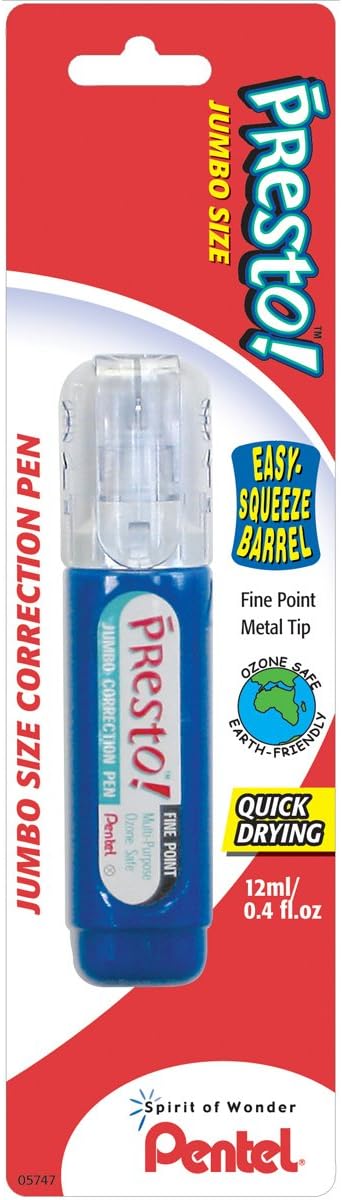 Pentel Presto Correction Pen 1/ Package - 12ml Fine Point (ZL31WBP-K6)