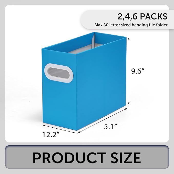 Hanging File Organizer, Cardboard File Folder Organizer for Letter Size, Desk Documents Storage Box, Portable File Folder Holder Boxes for Office, Home, School, Only Box.(2 Packs)