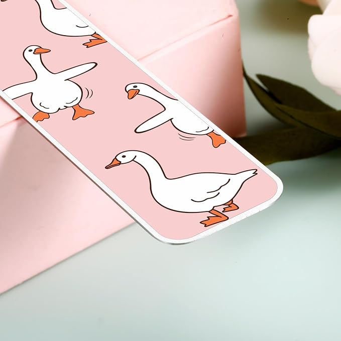 Pink Bookmarks Funny Silly Goose Book Marks for Reading Women Book Lovers Gift Fathers Day Gifts for Men Husband Nerds Book Club Gift Hilarious Birthday Gift Ideas 1Pcs 2-Sides for Teens Kids