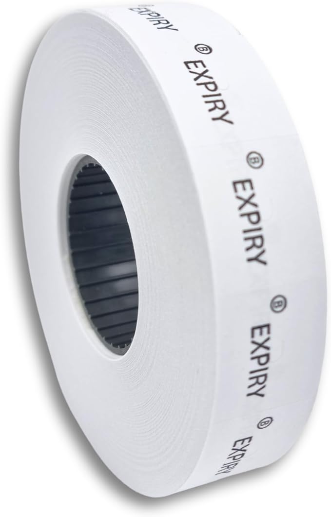 Expiry Label Roll, 1500 Labels with Permanent Adhesive, 16mm x 18mm (Approx 0.6" x 0.7"), Compatible with SATO PB2-180 (Black Type on White Label)
