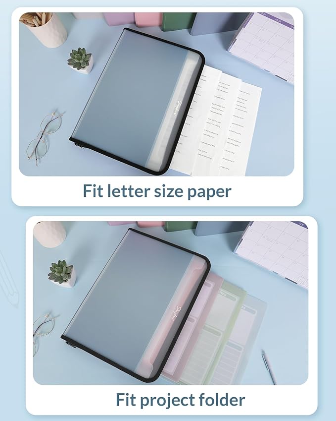 SKYDUE Accordion File Organizer, 7 Pocket Expanding File Folder with Front Pocket, Letter Size, Important Document Organizer with Double Zipper,Travel Folder, School Office Supplies