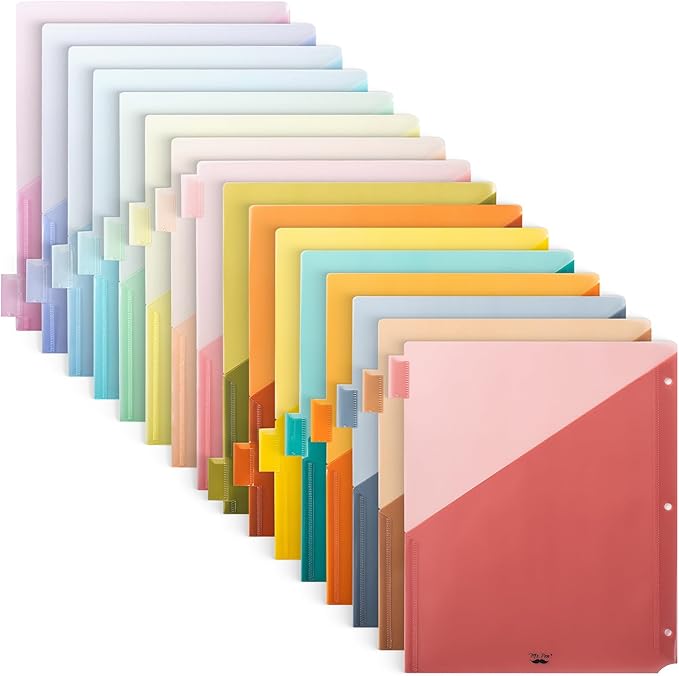 Mr. Pen- Binder Dividers With Pockets and Tabs, 8-Tab, 2 Sets, Colorful, for 3 Ring Binders