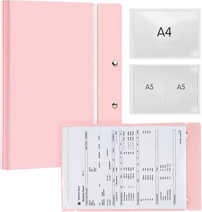 Portable Expanding File Folders, Folio Document Organizer for Letter Paper,Bill,Receipt, Detachable and Foldable File Holder 40-Page Paper Organizer with 50 Pockets(30pcs A4,20pcs A5).Pink