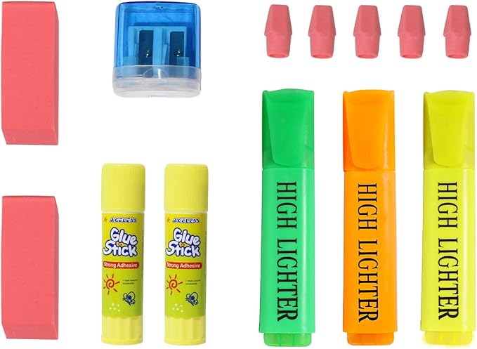 Moda West 36 Piece Bulk School Supplies Kit for K-12 - Pens, Pencils, Crayons, and More, Essential Box of School Supplies for Elementary, Middle, and High School Students