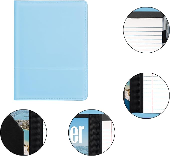 Padfolio/Portfolio Binder, Mini Padfolio Portfolio Binder 5 x 8 Legal Writing Pad, A5 Document Organizer Folder for Men Women, Sky Blue