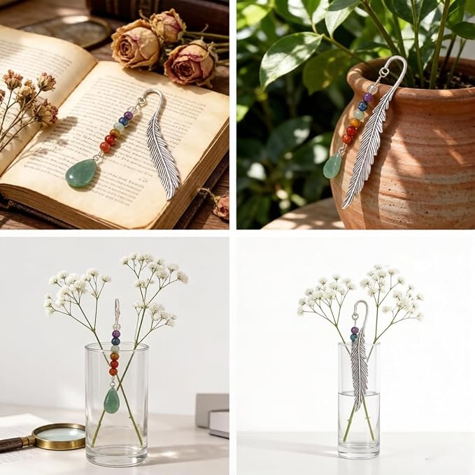 Metal Bookmark, Feather Book Marks with Pendants for Readers Book Lovers, Funny Gift Box Birthday Christmas Easter Gift for Adults Teen Boys Girls