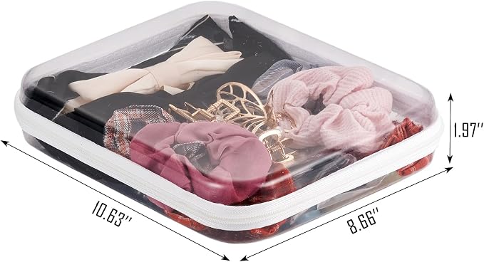 3 pack 10" Clear Zipper Pouches Portable Hard Shell Ccosmetic Case Plastic Storage Bag for Organizing