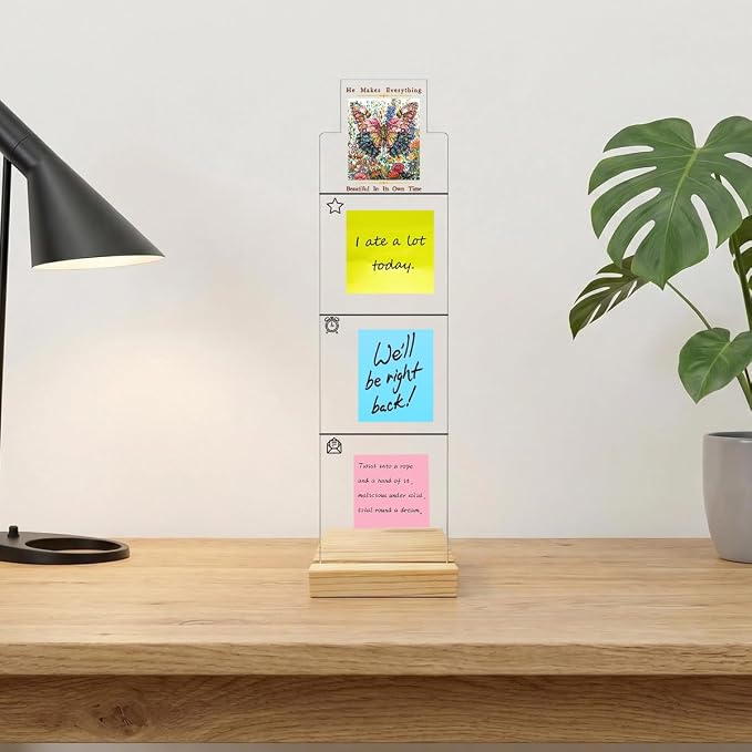 Monitor Memo Board Computer Monitor Memo Board Sticky Note Organizer Christian Gifts Acrylic Desk Accessories Removable Wooden Base Set Sticky Notes 100 Sheets 11.8×3.1 inches