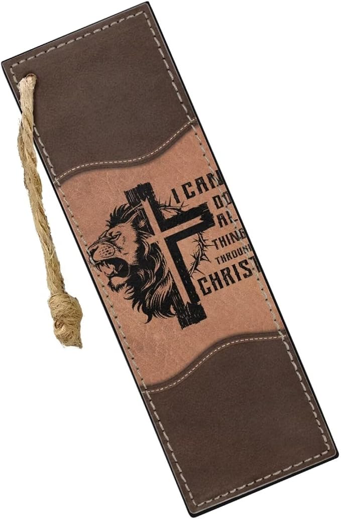 Bookmark 2 PCS Leather Bookmarks for Women, Men, Book Lovers, Page Markers for Students Teachers Reading Cross Lion Personalized Bookmark
