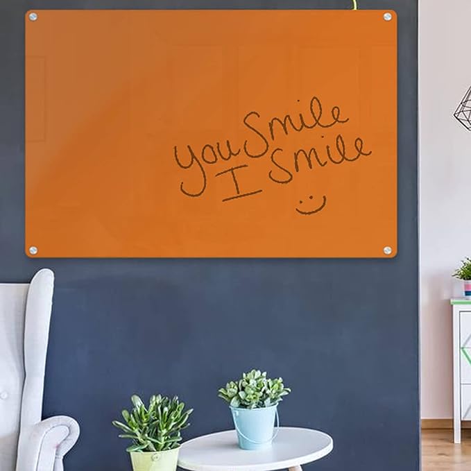 Frameless Magnetic Glass Board 36" x 48", Blue Surface Glass Board - Includes Magnets, Markers, Marker Tray, Eraser for Home & Office by Fab Glass & Mirror