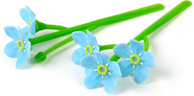 Genuine Fred Forget ME NOT Flower Bookmarks – Set of 2 Blue Flower Page Markers – Soft and Flexible Silicone - Gifts for Readers and Book Lovers