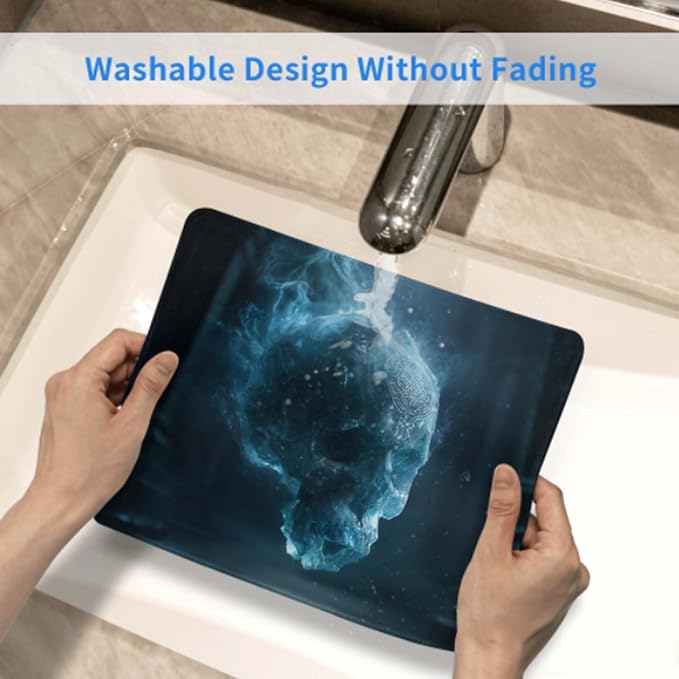 Voltique Mouse Pad Small Desk Mat, Personalized Skull Computer Mousepad with Stitched Edges Non-Slip, Keyboard Mouse Pad for Desktop Office Desk Accessories
