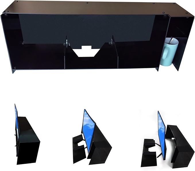 Desktop organizer shelf over monitor-Desktop organizer monitor stand -Straight Side Acrylic office organizer - Organize all small office and personal items (11 inches high)