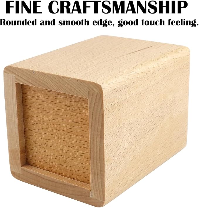 Natural Wooden Pen Box Desktop Stationery Organizer Creative Simple Solid Wood Pencil Holder for Office Supplies (Beech Wood)