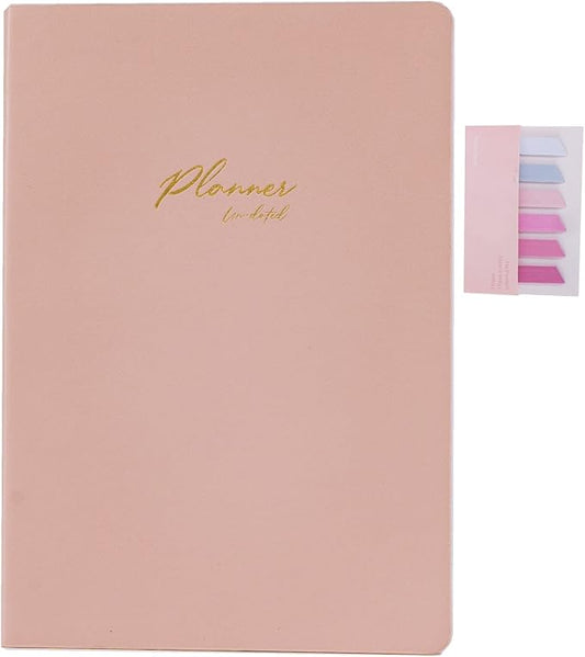 Undated Planner in A5 Size 5.5”x8.1”, Annual Notebook Planner with Soft PU Leather Cover, Monthly Weekly Daily Agenda with Card Slots Pockets Back Inside, 12 Months Academic Planners with No Valid Date for Teachers Students & Office Workers, 160Pages. ...