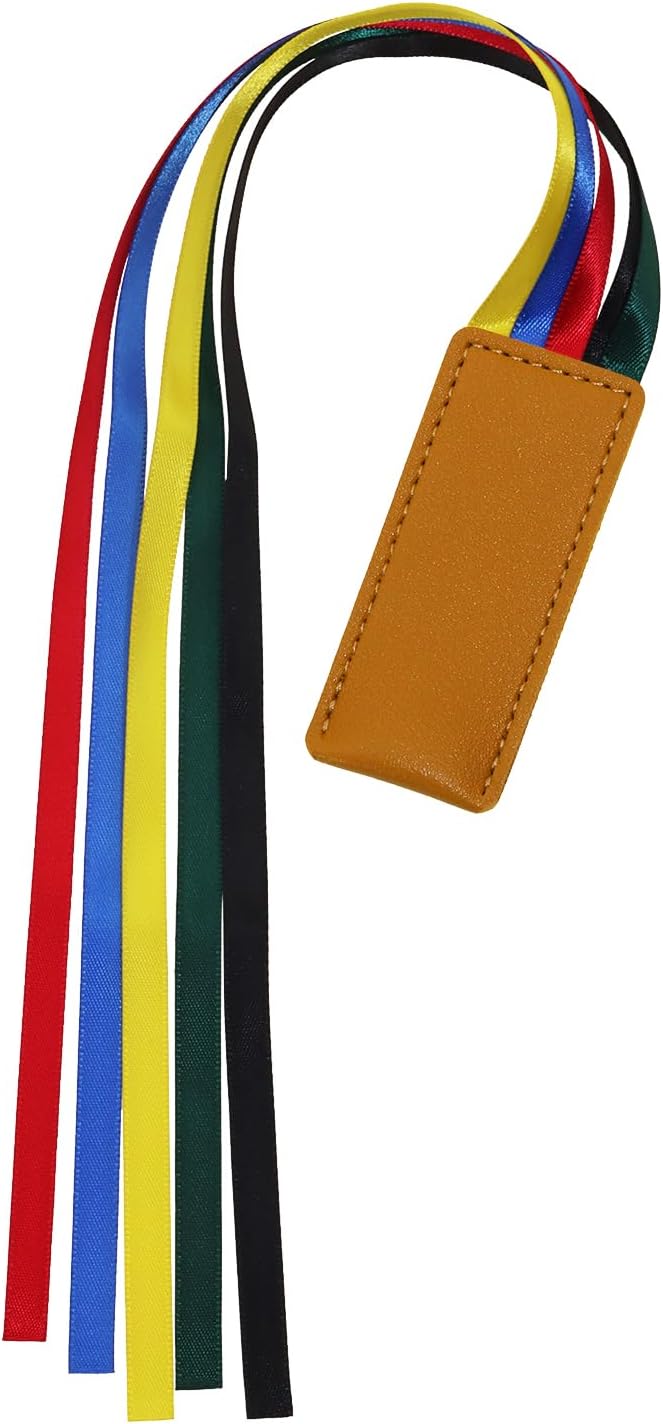 Bible Ribbon Bookmark Artificial Leather Multiple Page Marker with 5 Color Ribbons for Book Lover Reader Teacher Student Christmas Gift (Khaki)