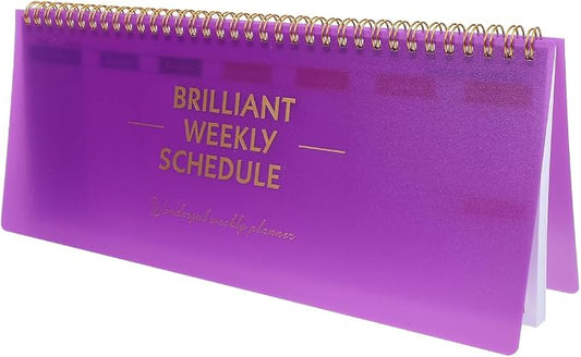LALAFINA Brilliant Weekly Scheduler Undated Desk Planner Calendar Planning Pad for Whole Year School Home Office, Purple, 12X4.8 Inch