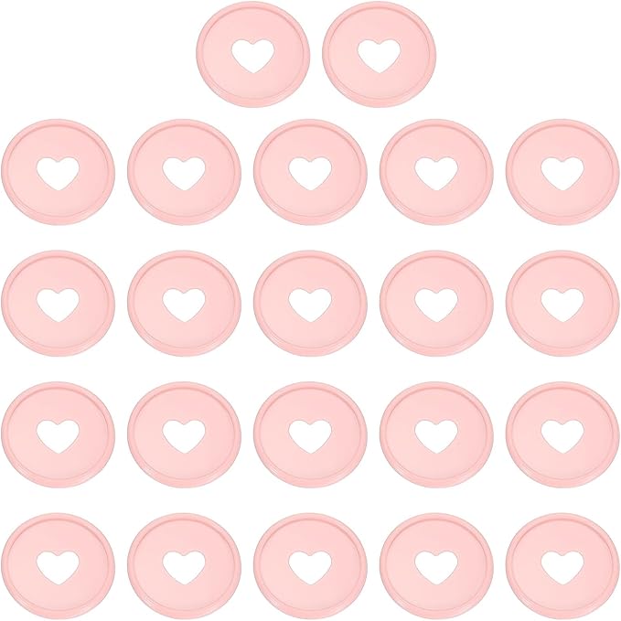 PATIKIL 35mm 1" Light Pink Plastic Round Heart Shape Book Binding Discs, 22 Pcs Discbound Expansion Discs Plating Binder Rings for DIY Notebook Planner