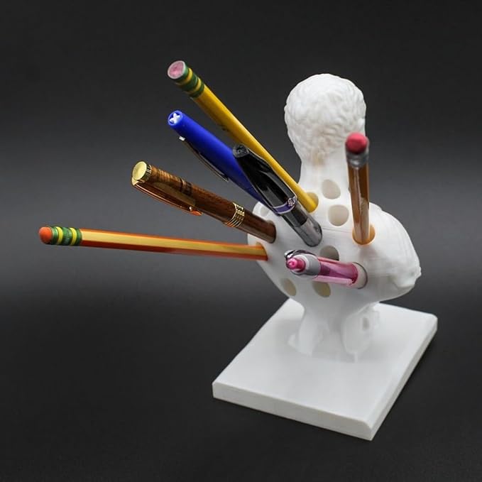 Stabbed Back Pencil Cup Holder - Unique Roman History Desk Organizer, Finely Detailed Sculpture for Office, Home Decor & Gift