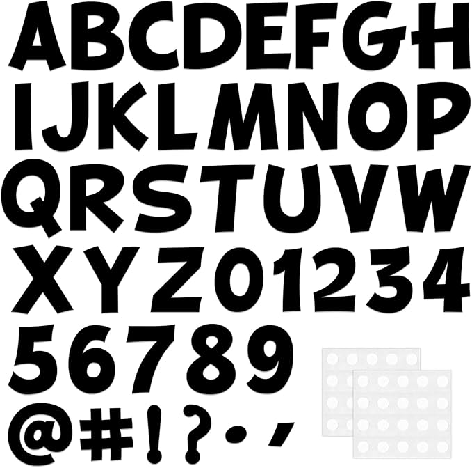 270Pcs 3In Bulletin Board Paper Letters and Numbers, Capital Letters, Numbers, Punctuation Card Stock Punch Out Letter for Classroom Poster Bulletin Board Window Door Home Decor Mailbox Sign, Black