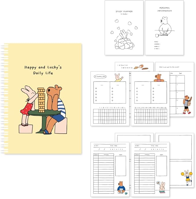 Monolike Happy and Lucky 4 Month Study Planner, Jenga - Academic Planner, Weekly & Monthly Planner, Study plan