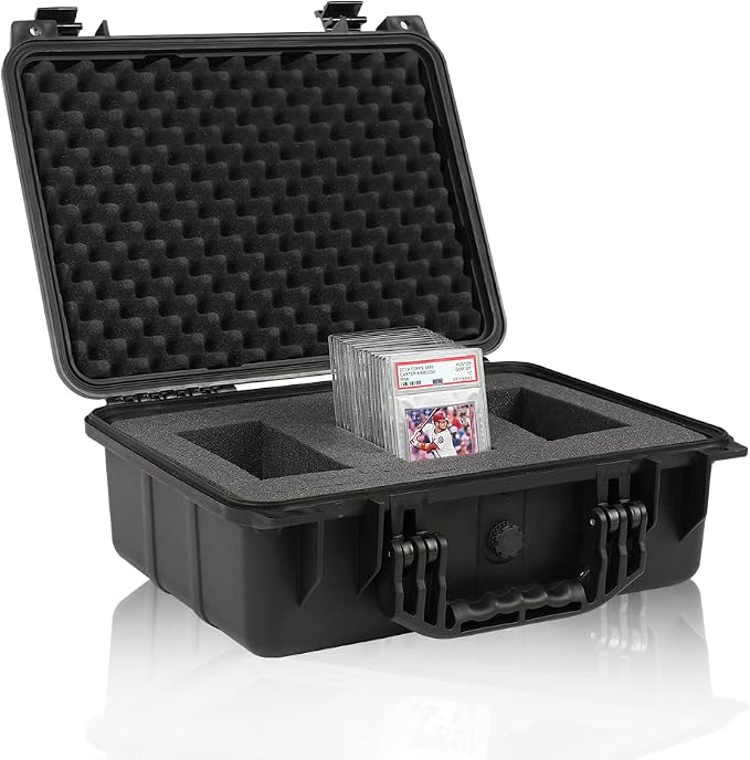CROSSDESIGN Storage Box for Collectible Cards, Tools, Screws, Craft Supplies DIY Adjustable Organizer Box with Removable Dividers & Protective Foam, Lightweight Stackable Storage Container Black
